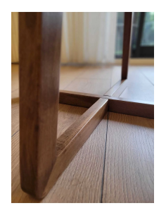 Modern Orta Sehpa,Traverten Yuvarlak Tabla, Ahşap Ayaklı Salon Sehpası 2