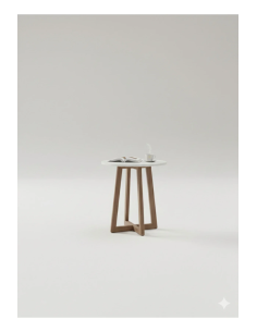 Salon & Oturma Odası İçin 40 cm Beyaz MDF Tabla Gürgen Ayaklı Yan Sehpa 2