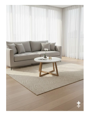 Modern Orta Sehpa,Beyaz Yuvarlak Tabla, Ahşap Ayaklı Salon Sehpası