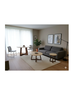 Modern Beyaz Orta Sehpa + Yan Sehpa + Masa Takımı | Gürgen Ayaklı, MDF / Traverten Üst Tabla 2