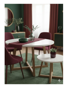 Modern Masa + Orta Sehpa 2’li Set | Gürgen Ayaklı, Beyaz MDF Tabla 2