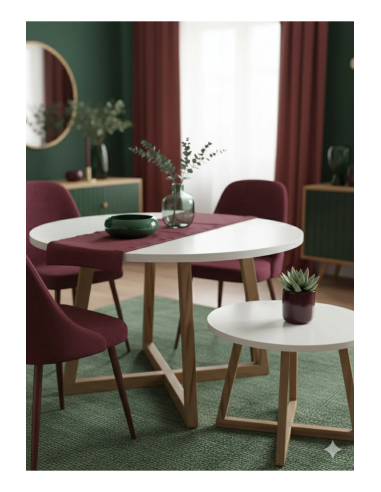 Modern Masa + Orta Sehpa 2’li Set | Gürgen Ayaklı, Beyaz MDF Tabla