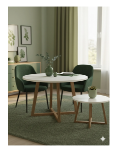 Modern Masa + Orta Sehpa 2’li Set | Gürgen Ayaklı, Beyaz MDF Tabla